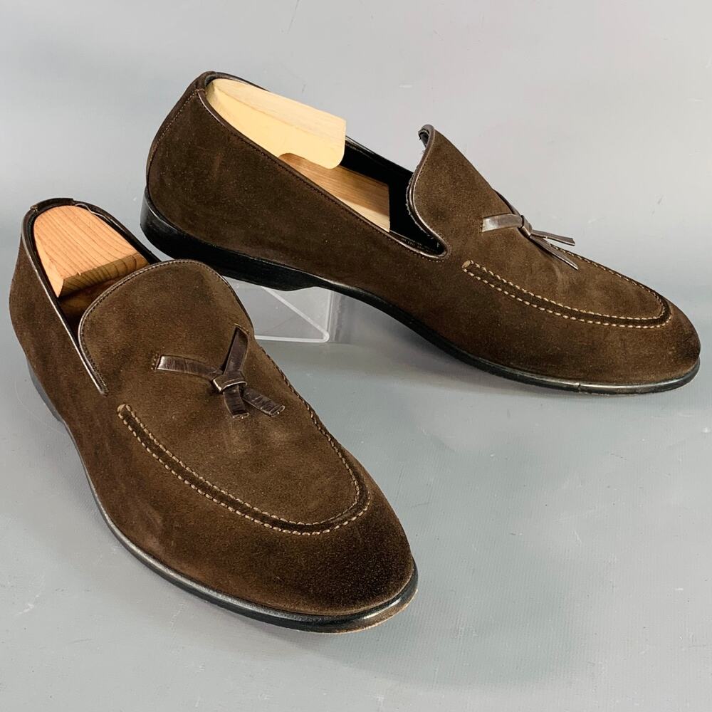 Gucci Dark Brown Suede Tassel Slip-On Loafers